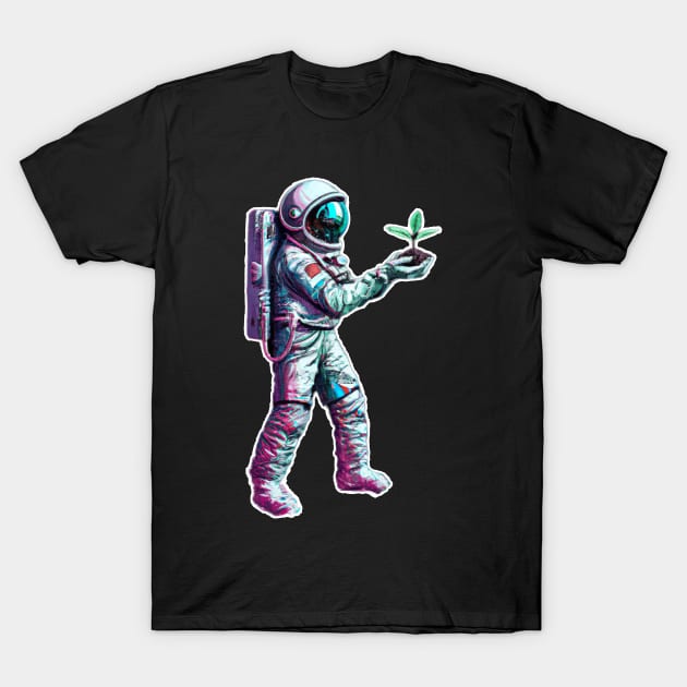 Astronaut Holding Earth Artwork T-Shirt by maxdax